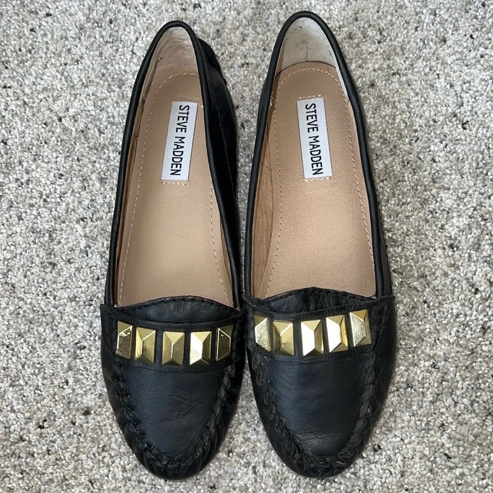 AUTH NIB Steve Madden MISTRO LOAFERS BLACK LEATHER US 6